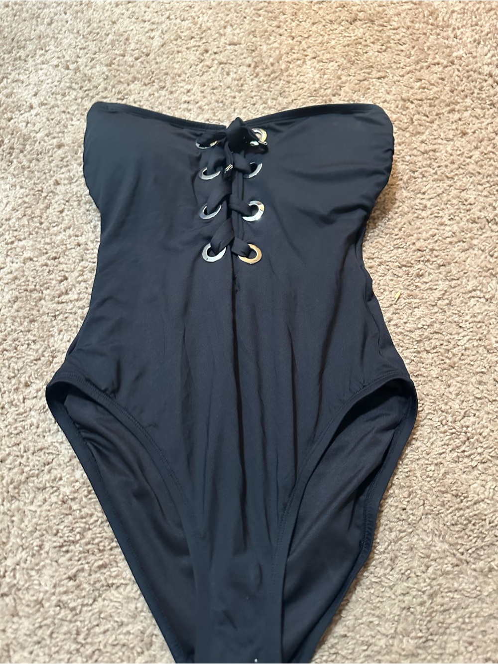 Michael Kors Black Lace-Up Girls One-Piece Swimsuit